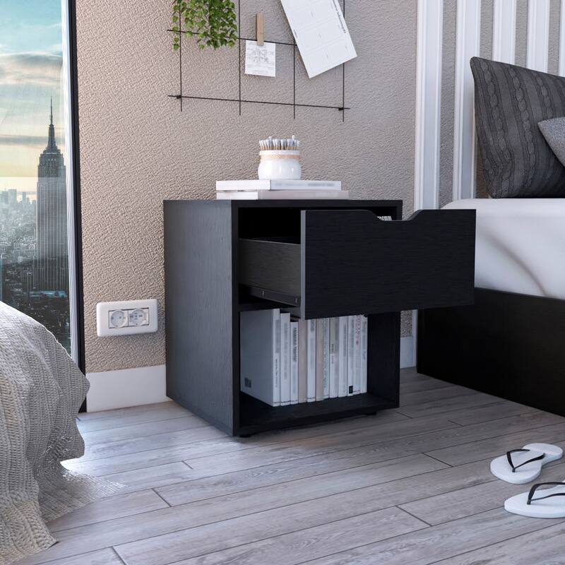 Aberdeeen 19.7-Inch High Nightstand End Table with Open Shelf