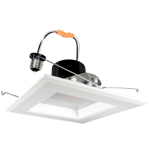 Goodlite 6 Inch LED Square Retrofit Downlight Fixture, E26 Base, Smooth Trim, Dimmable.15W 1300 Lumens 120w Eqv. CRI 90 (3 Pack)