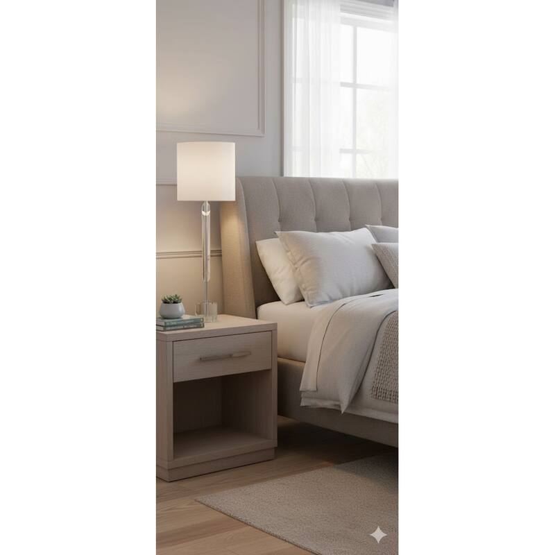 1 Light Clear Crystal Table Lamp With Polished Nickel Frame