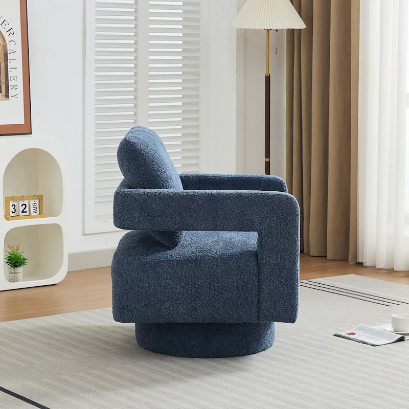 Roomfitters 29.13" Square Swivel Accent Chair, Modern Open Back Boucle Lounge Club Chair, 360° Rotation