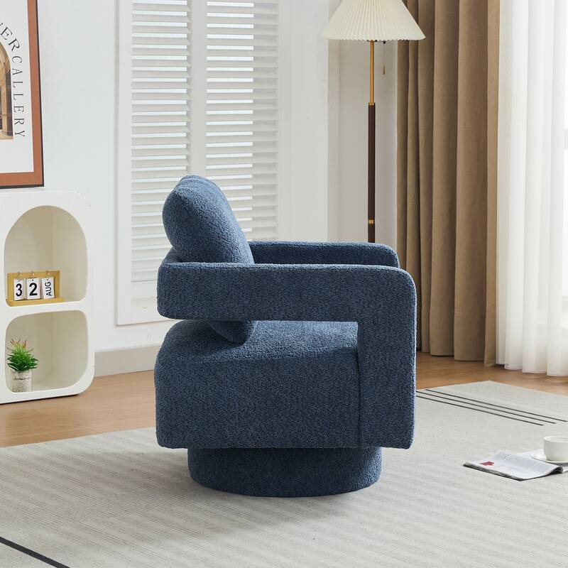 Upholstered Swivel Accent Chair, Modern Arm Chair with Open Back,360 Degree Swivel Lounge Club Chair with Removable Back Cushion