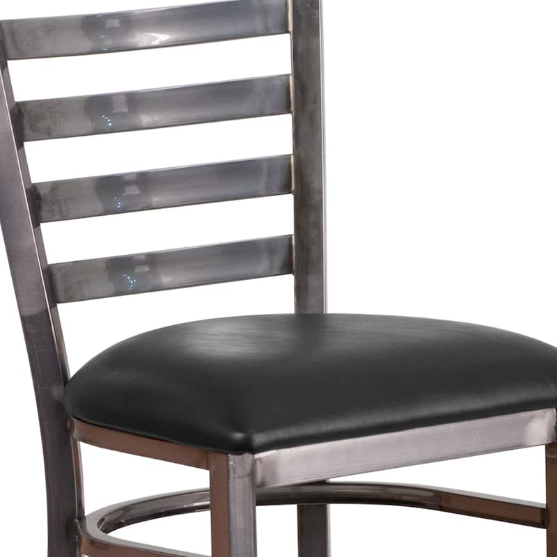 Clear Coated Ladder Back Metal Restaurant Barstool - 17"W x 18"D x 42.25"H