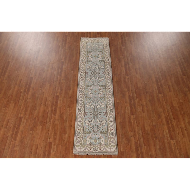 Transitional Oushak Style Runner Rug Hand-knotted Wool Carpet - 2'7"x 10'0"