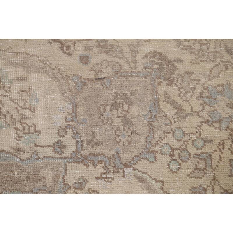 Hand Knotted Oriental 100% Wool Carpet Traditional Floral Beige & Ivories Tabriz Area Rug - 10' 11'' X 8' 1''