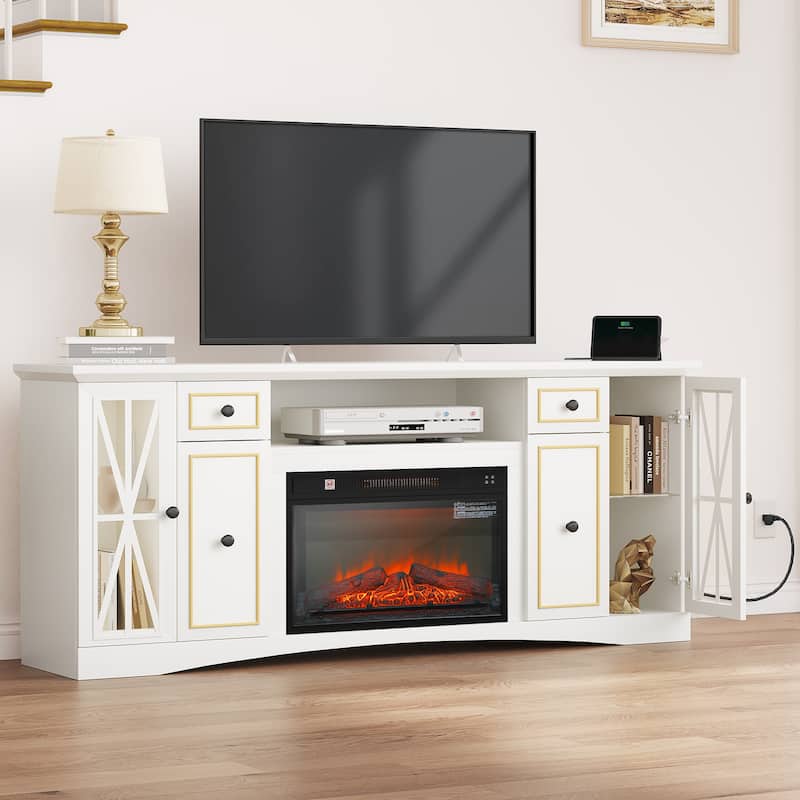 Moasis 65" Fireplace TV Stand W/ 1400W Electric Fireplace