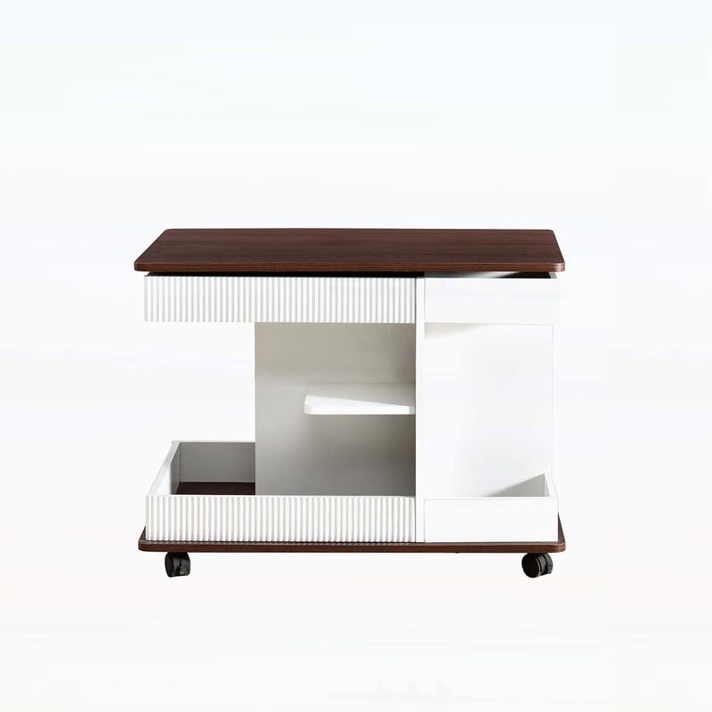 Modern Multifunctional End Table with Lift-Top,360°Rotating Top for Living Room