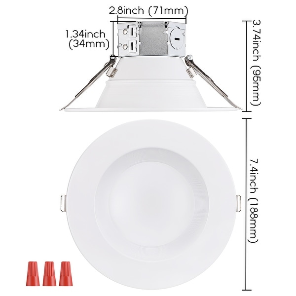 8-Pack 6 Inch 15W LED Canless Recessed Light IC rated
