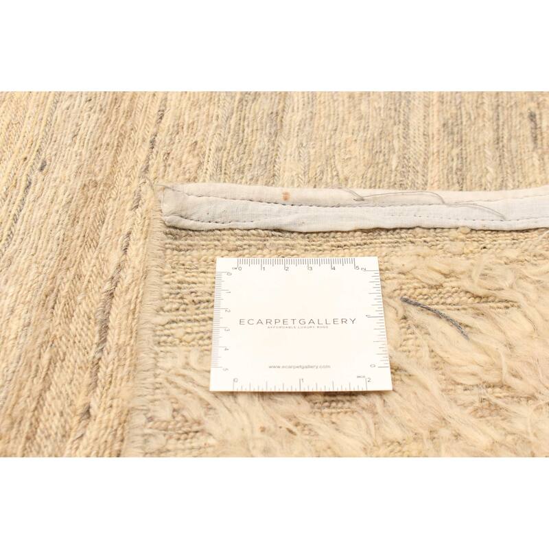 ECARPETGALLERY Flat-Weave Natural Khaki Wool Tapestry Kilim - 6'4 x 8'2