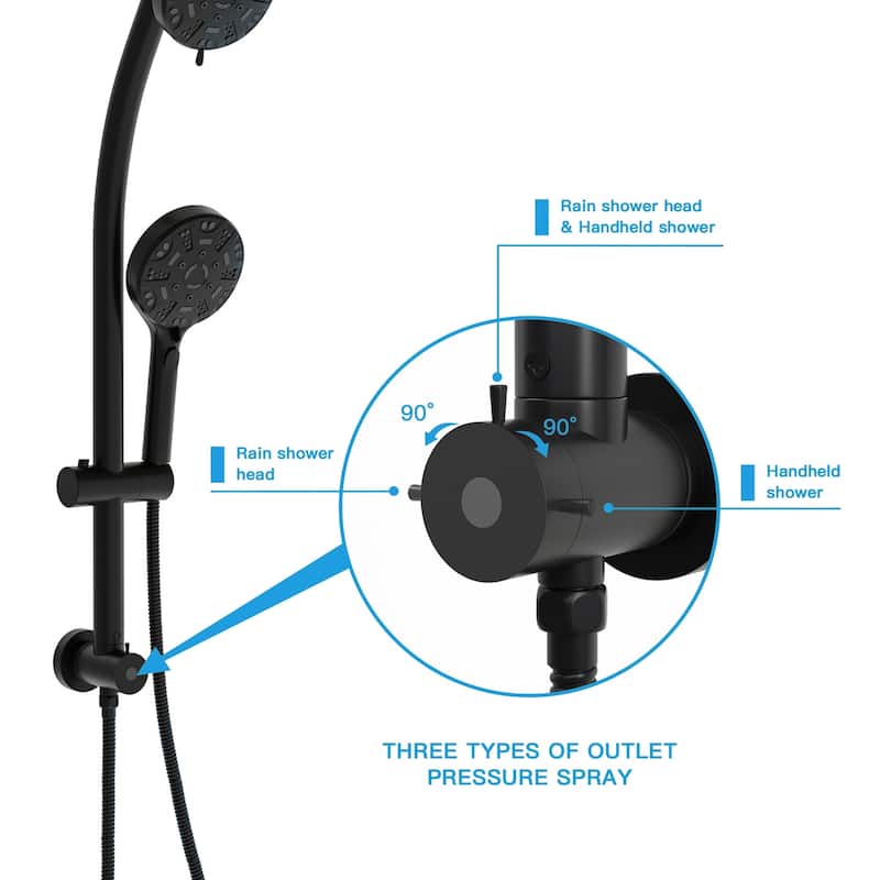 Topcraft Wall Mount Multi-Functional Dual Head Showerhead