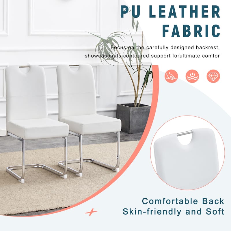 Dining Chairs Set of 4,Modern Kitchen & Dining Room Chairs, Upholstered Faux Leather & Metal Legs
