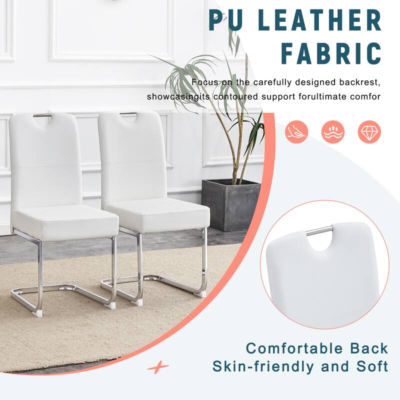 Set of 4 PU material bow-shaped chairs - Perfectly integrated into industrial and modern home design,15.7*20.5*39 inches.