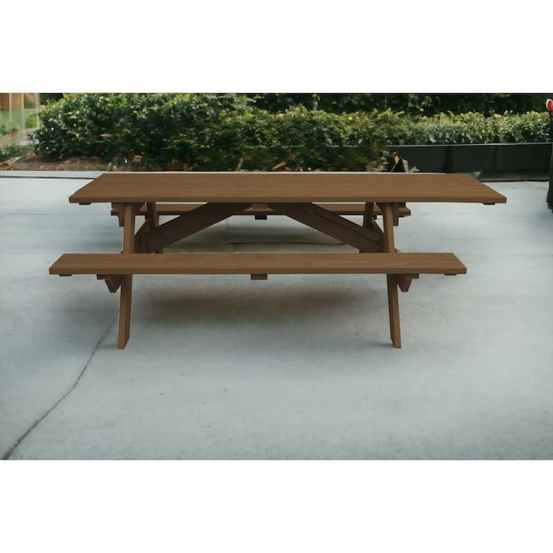 HomeRoots 94" Wood Brown Solid Wood Outdoor Picnic Table - Wood Brown