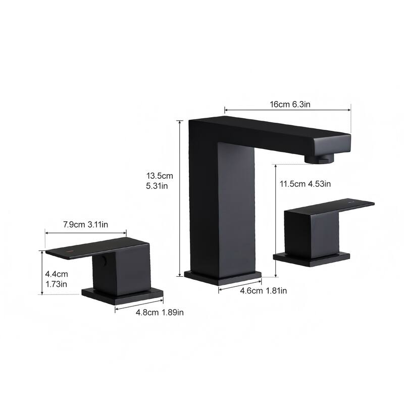 Black Dual Handle 3 Holes Bathroom Faucet