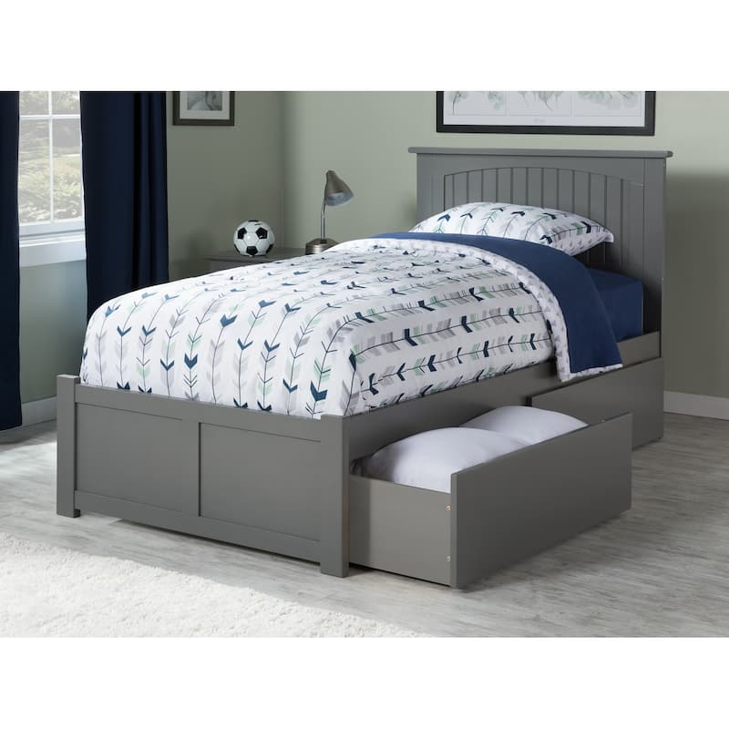Platform Bed - Storage Bed with Flat Panel Footboard & USB Charger