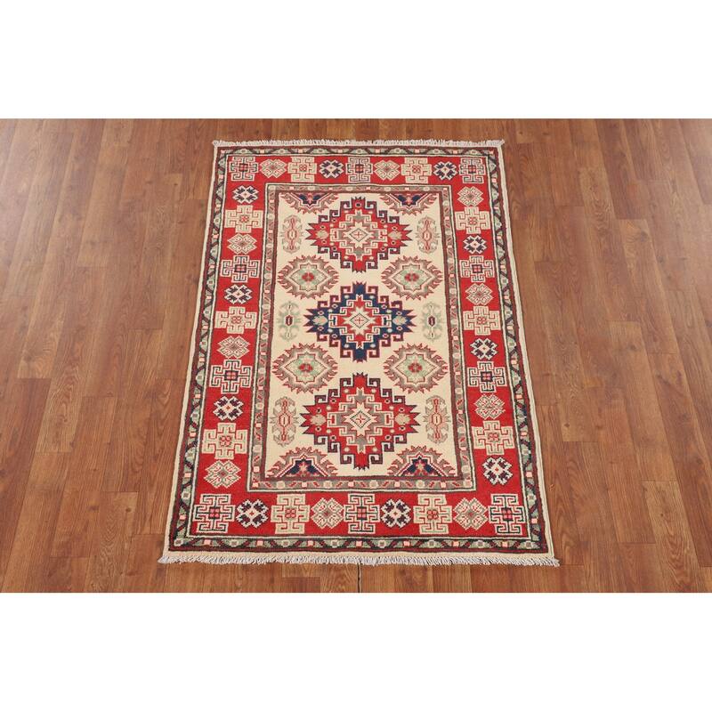 Kazak Accent Rug Handmade Oriental Foyer Wool Carpet - 2'10" x 4'2"