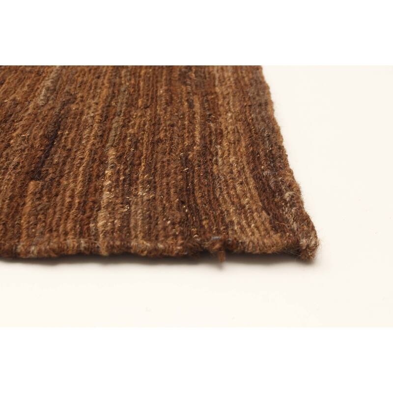 ECARPETGALLERY Flat-Weave Natural Brown Wool Tapestry Kilim - 5'1 x 6'5