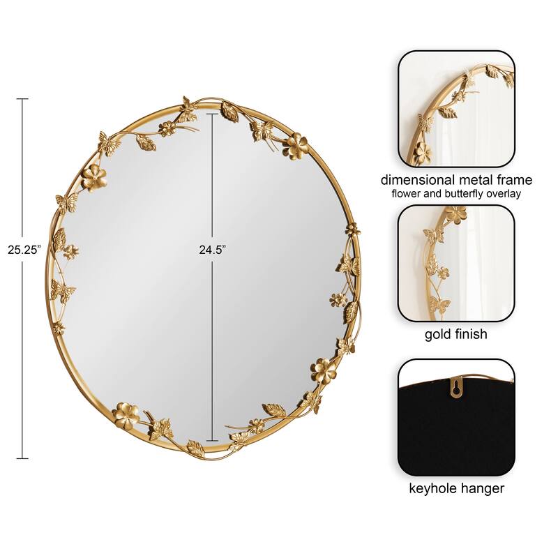 Kate and Laurel Rosella Floral Wall Mirror Metal