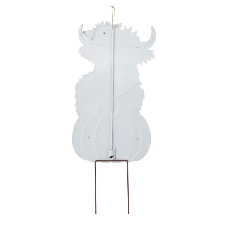 Glitzhome Fall Metal Pumpkin Patch Combo Yard Stake Highland Cow Wall Decor for Thanksgiving