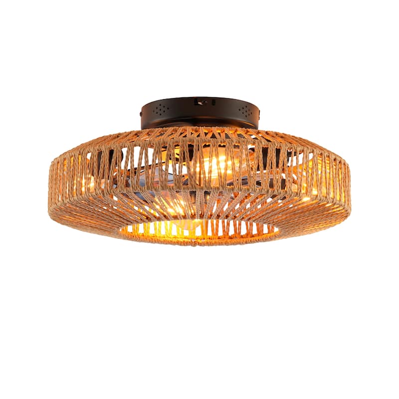 20" Rope Caged Ceiling Fans with Remote