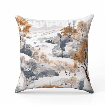 Leaf Magic Stories Indoor/Outdoor Reversible Throw Pillow Copper and Grey