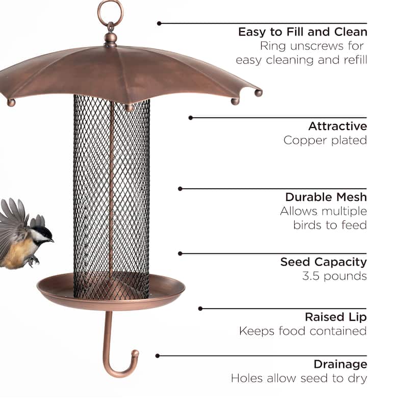 Rainy Day Umbrella-Inspired Bird Feeder, with Durable Mesh Tube by Good Directions