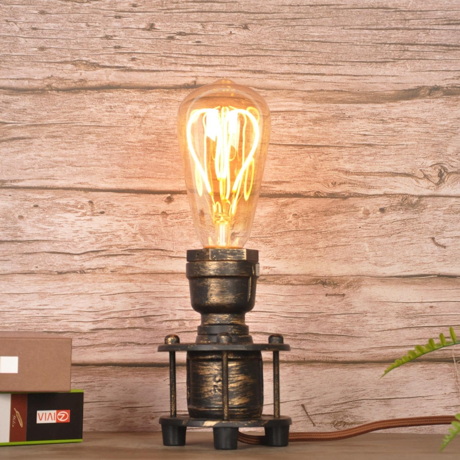 Industrial Steampunk Edison Table Lamp Vintage Pipe Design for Desk or Nightstand