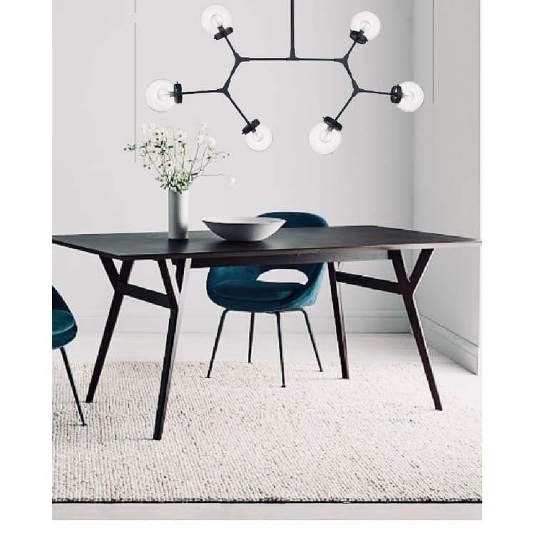 Modern Bubble Geometric Six Light Chandelier in Matte Black