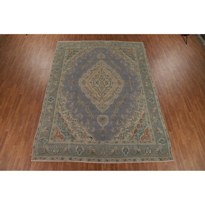 Tabriz Persian Vintage Area Rug Handmade Wool Carpet - 9'6" x 13'0"