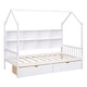 preview thumbnail 15 of 22, Wooden Twin Size House Bed with 2 Drawers,Kids Bed with Storage Shelf, Gray