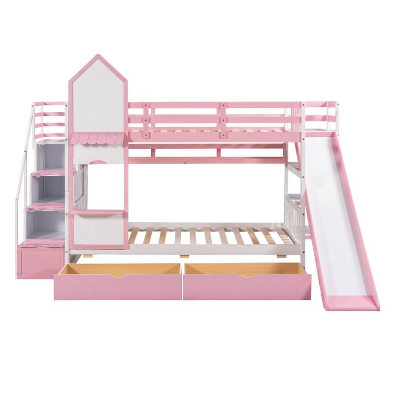 Twin-Over-Twin Castle Style Bunk Bed