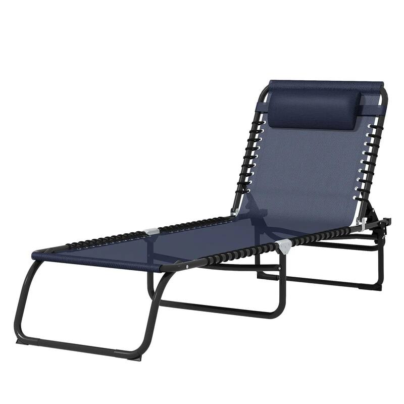 Foldable Chaise Lounge,4-Pos Recline,Trifold Portable,Breathable Mesh