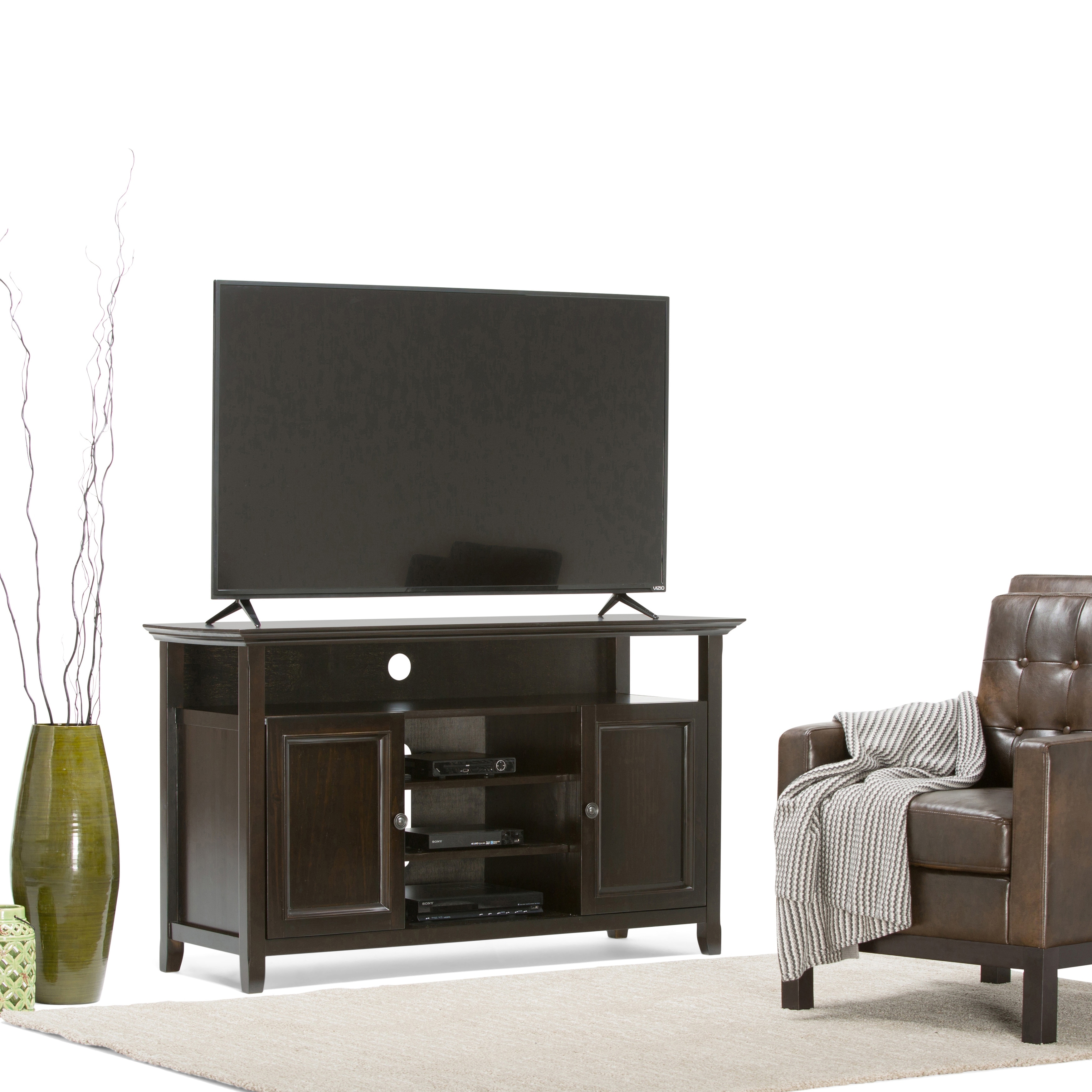 WYNDENHALL Halifax 54 inch Wide Solid Wood Transitional TV Stand - 54'' W x 18.9'' D x 31.9'' H