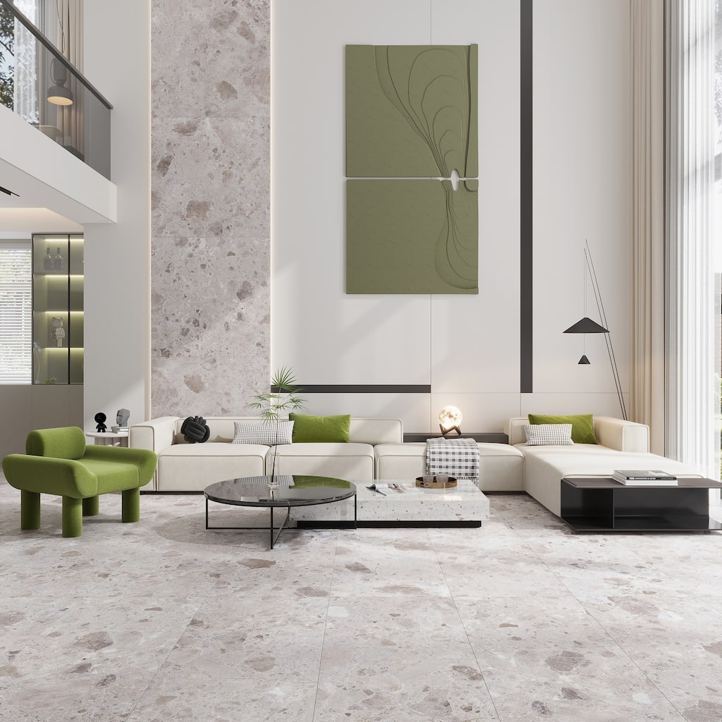 Splendor 48x48 Petra Gray Porcelain Large Format Square Veining Wall and Floor Tile (15.5 sq ft/case) - 1 Pack