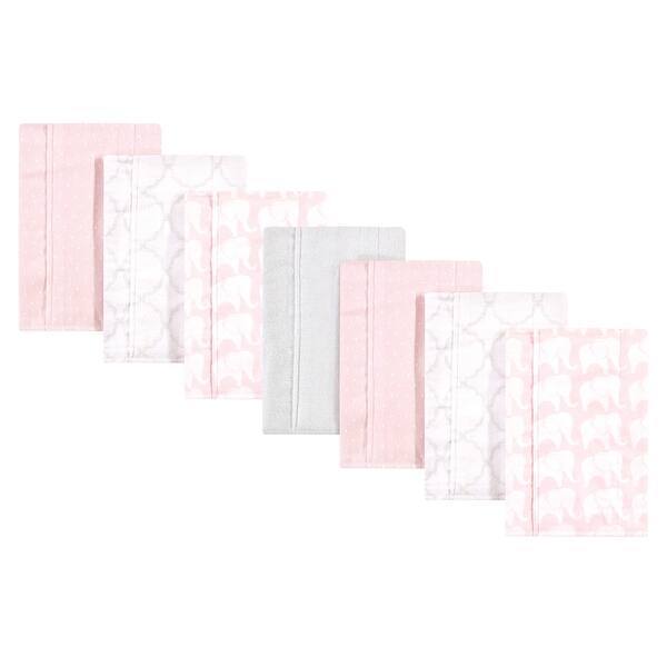 slide 1 of 1, Hudson Baby Infant Girl Cotton Flannel Burp Cloths 7pk, Girl Elephant, One Size - Girl Elephant - One Size One Size - Girl Elephant