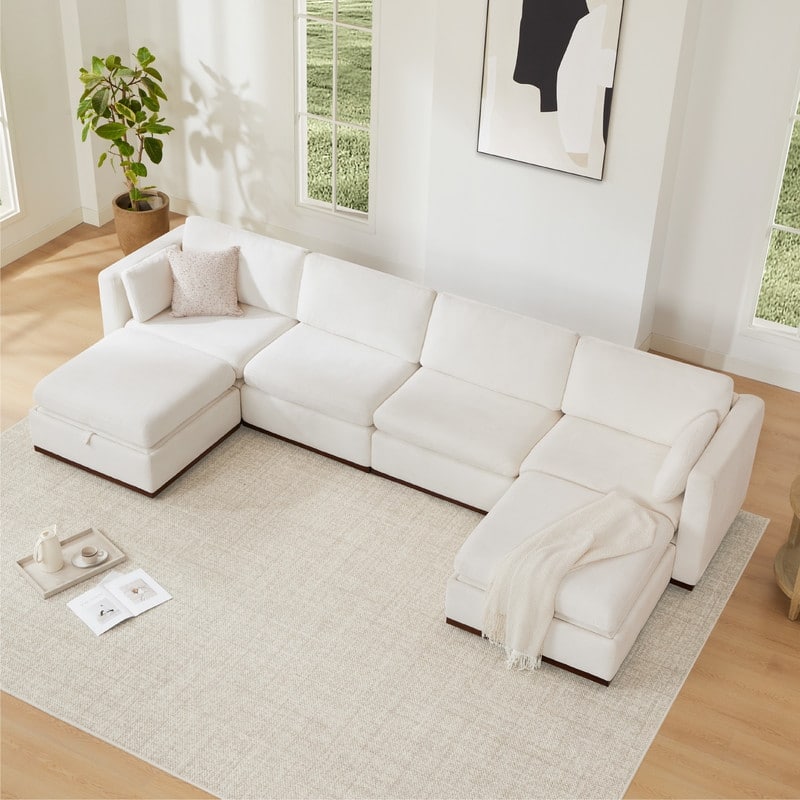 Donna Oversized Modular Sectional Fabric Sofa with Upgraded Wood Base