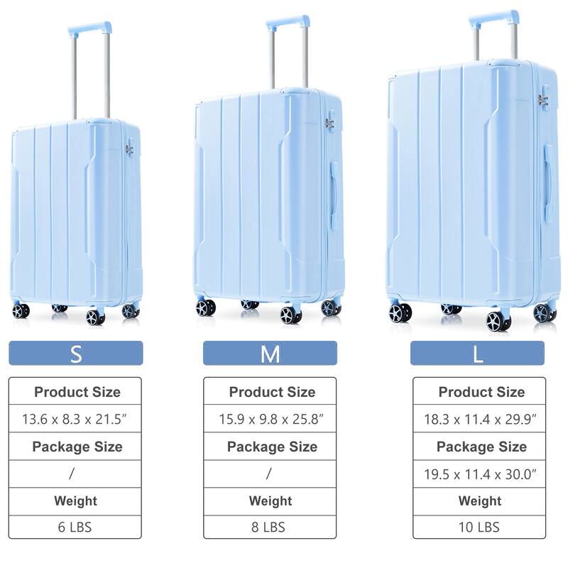 3 Piece Hardside Carry on Suitcase Sets with Spinner Wheels and Telescopic Handle, Portable Lightweight ABS Luggages for Travel