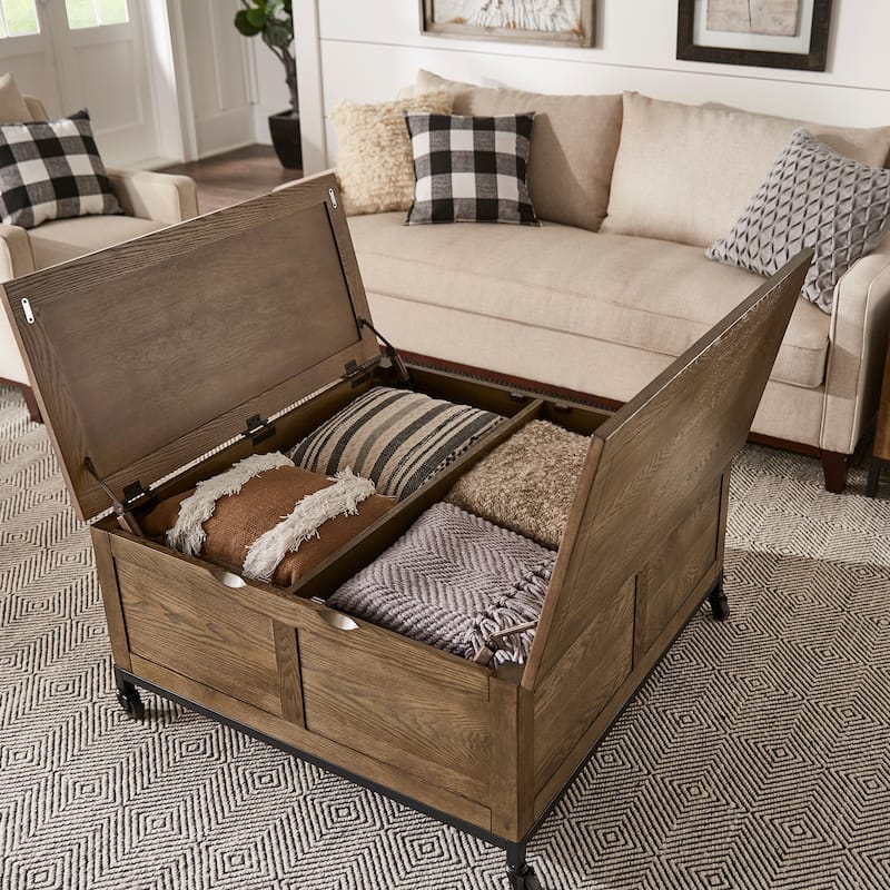 Shay Square Storage Trunk Coffee Table with Caster Wheels by iNSPIRE Q Artisan