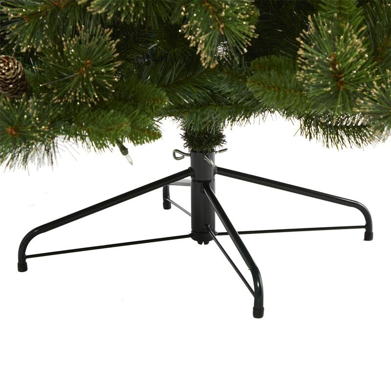 7.5Ft Artificial Christmas Tree with Lights - Golden Washington Pine Holiday Decor - Green - 84