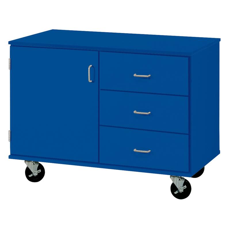 Rolling Storage Station - Mobile Cabinet with Door & Drawer - Home Organization Cart
