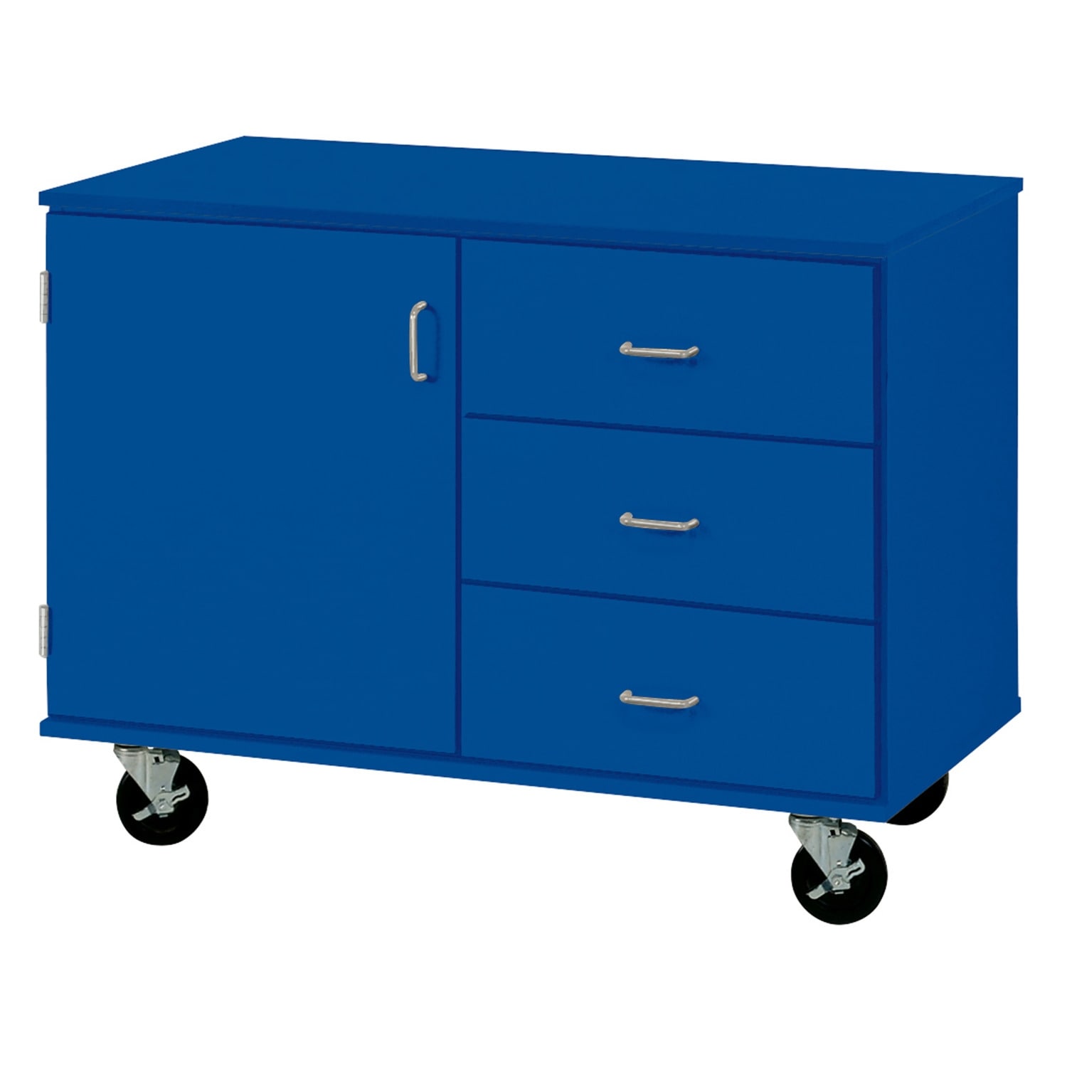 Storage Station with Door & Drawer - Rolling Cart for Home Office - Mobile Demostration Unit
