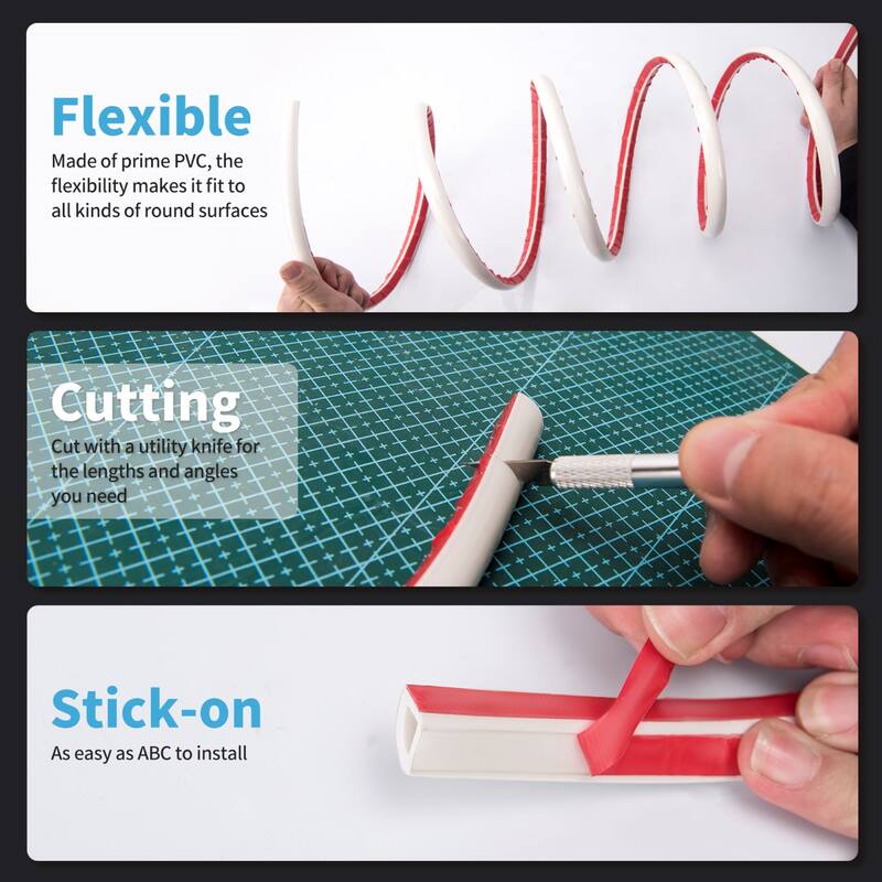 Art3d 10Ft Flexible Trim Caulk Strip, Peel and Stick Trim for Tile Edge, Ceiling