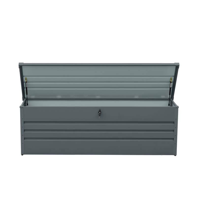 260 Gallon Outdoor Metal Waterproof Storage Deck Box with Lockable - 260-Gallon
