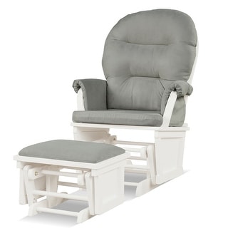 Wood Baby Glider and Ottoman Cushion Set with Padded Armrests for Nursing - 29.5" x 26" x 40"