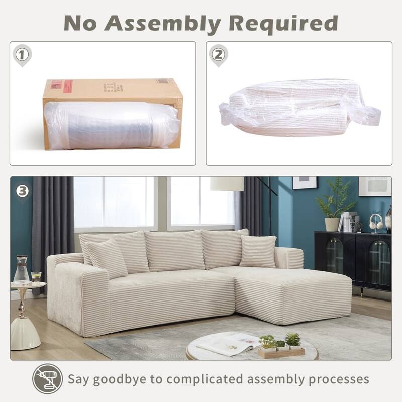 108.7" Modular Sectional L-Shape 3 Seat Memory Foam Couch Sofa