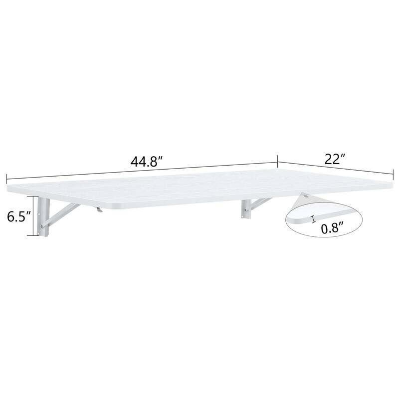 Versatile Folding Side Table Wall Mounted Magazine Holder Workbench Fold Down Desk with Smooth Rounded Corners and Wood Grain