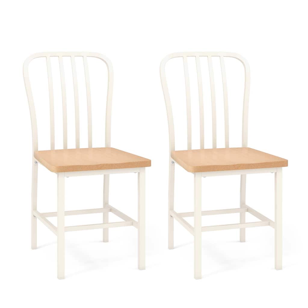 Costway Dining Chairs Set of 2 High Back Navy Chairs Metal Frame - See Details