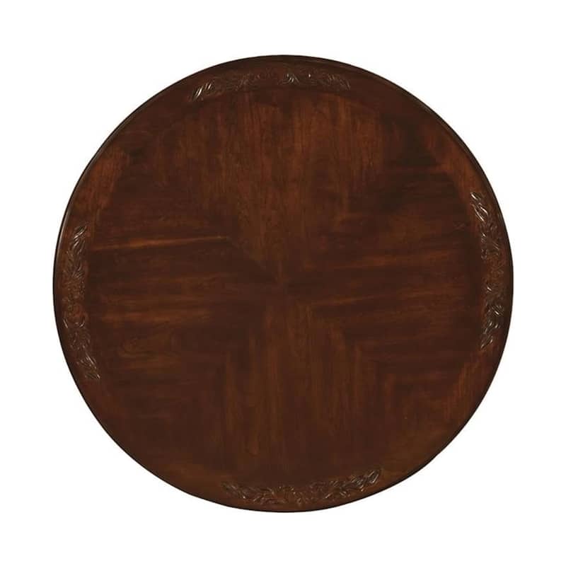 Mina Dining Table, 48 Inch Round Cherry Brown Top w Pedestal Base