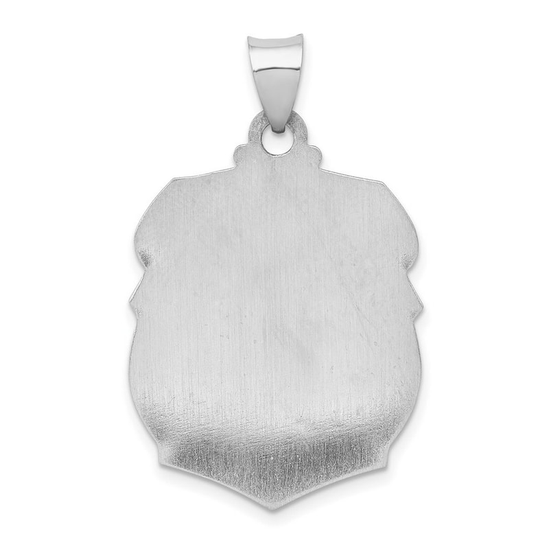 Curata 14k White Gold 18" Satin St. Michael Badge Medal Pendant Necklace
