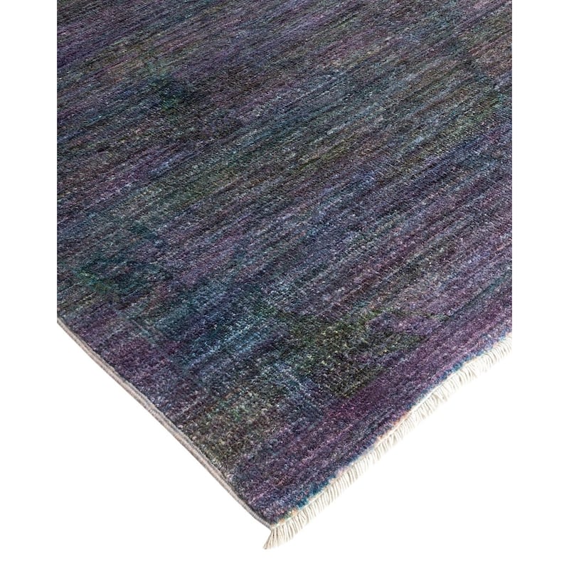 Overton Hand Knotted Wool Vintage Inspired Modern Contemporary Overdyed Purple Area Rug - 9' 0" x 12' 9"