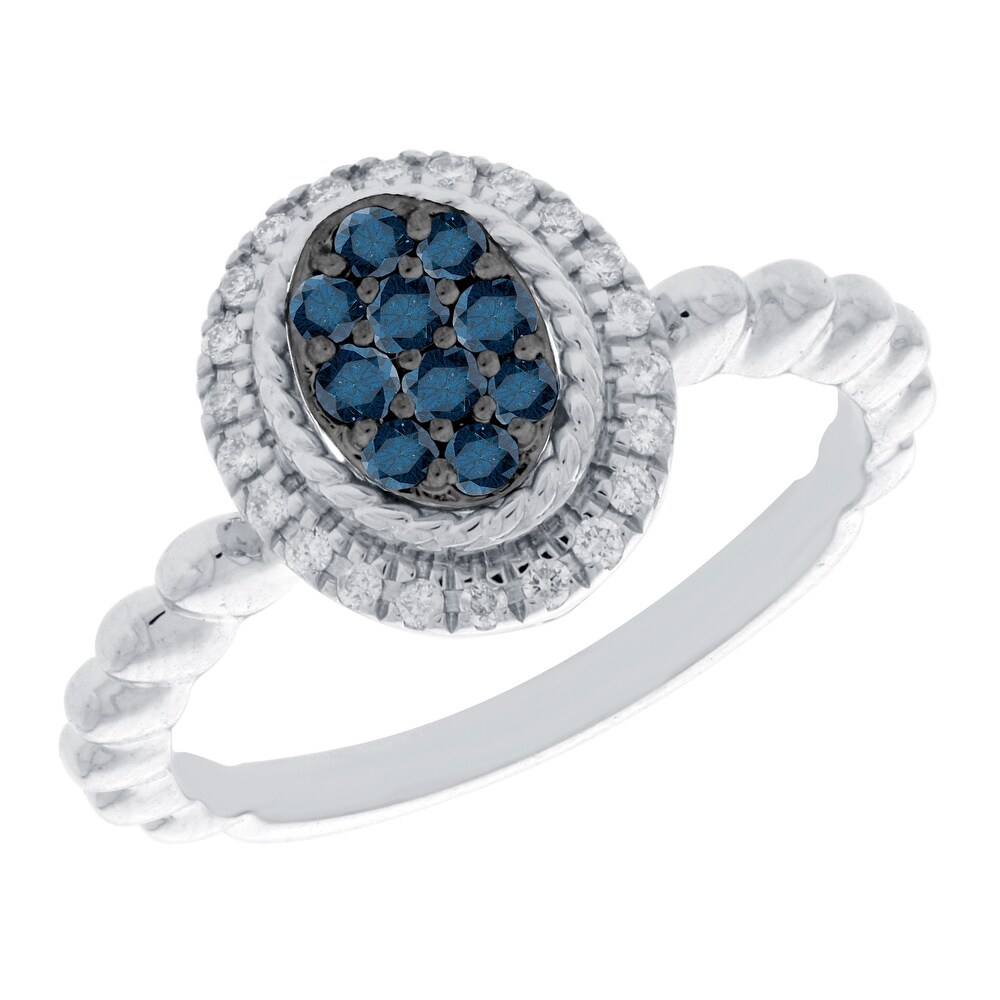 Prism Jewelprism Jewel 14k Gold 1 3 Cttw Blue Color Diamond With White Diamond Cluster Ring G H I2 Size 7 Blue 7 White Dailymail